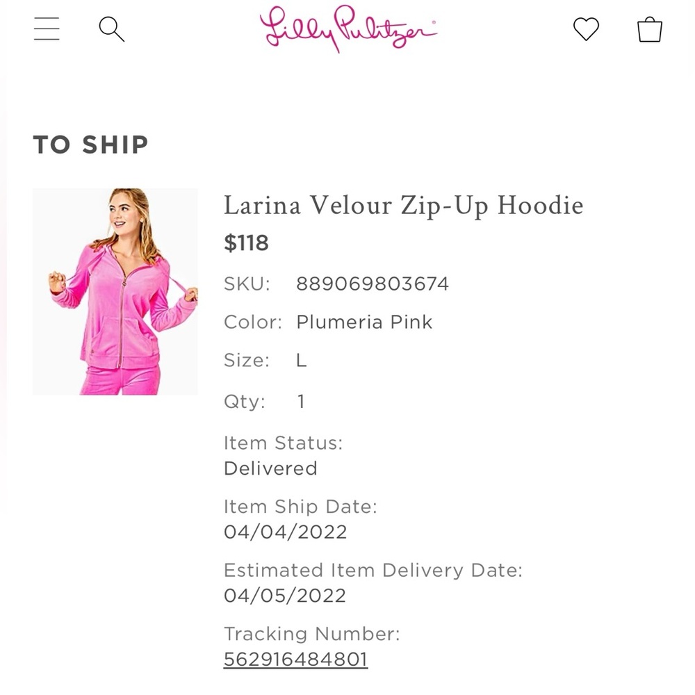 Lilly Pulitzer Plumeria Pink Larina Velour Zip-Up Hoodie & pants set! Pristine - Picture 3 of 6